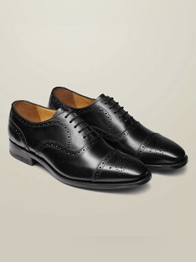 Charles Tyrwhitt Classic Men’s Black Cap-Toe Oxford Dress Shoes